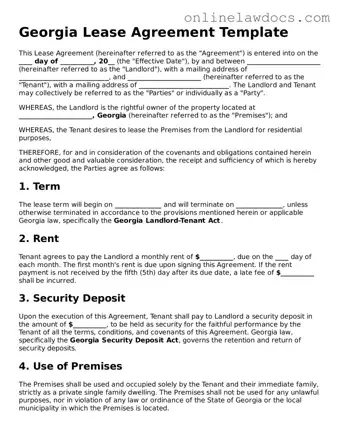 Legal  Lease Agreement Document for Georgia