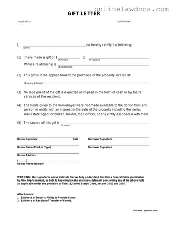 Fill a Valid Gift Letter Form