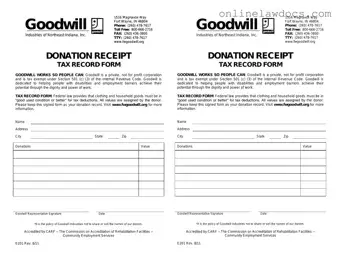 Fill a Valid Goodwill donation receipt Form