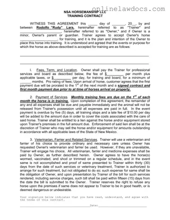 Fill a Valid Horse Training Contract Form