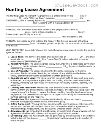 Free Hunting Lease Agreement Document