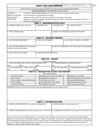 Fill a Valid Hurt Feelings Report Form