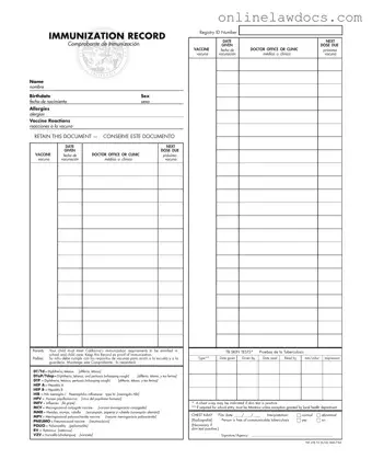 Fill a Valid Immunization Record Form
