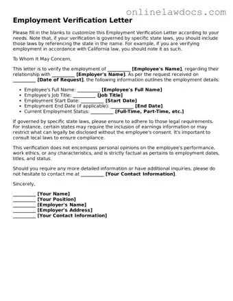 Free Employment Verification Document