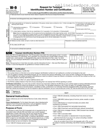 Fill a Valid IRS W-9 Form