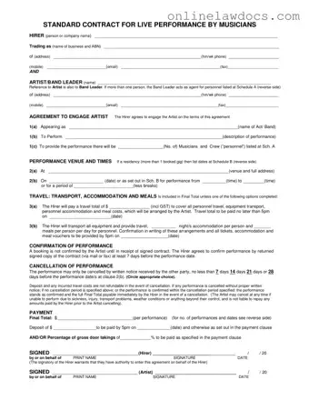 Fill a Valid Live Performance Contract Form