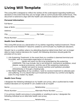 Free Living Will Document