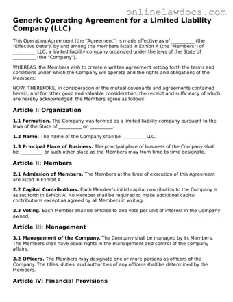 Free Operating Agreement Document