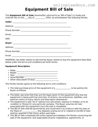 Free Equipment Bill of Sale Document