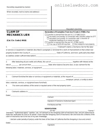 Fill a Valid Mechanics Lien California Form