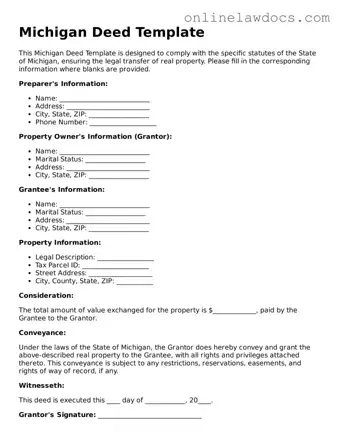 Legal  Deed Document for Michigan