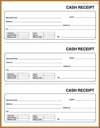 Fill a Valid Cash Receipt Form