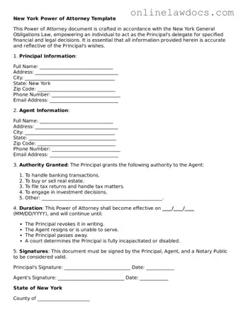 Legal  Power of Attorney Document for New York