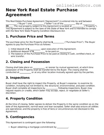 Legal  Real Estate Purchase Agreement Document for New York
