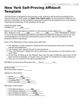Legal  Self-Proving Affidavit Document for New York