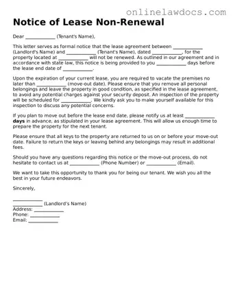 Free Notice of Lease Non-Renewal Document