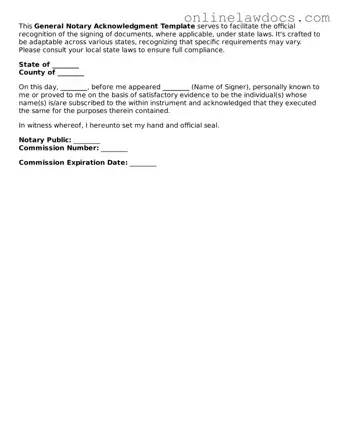 Free Notary Acknowledgement Document
