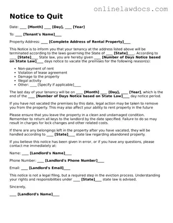 Free Notice to Quit Document