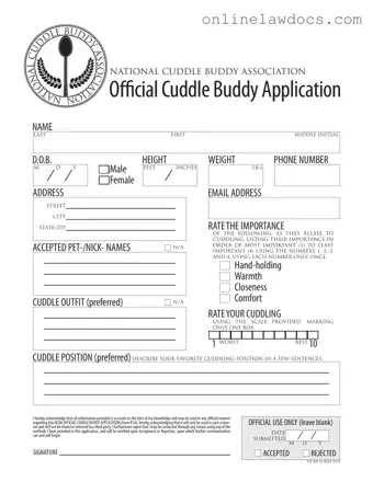 Fill a Valid Cuddle Buddy Application Form