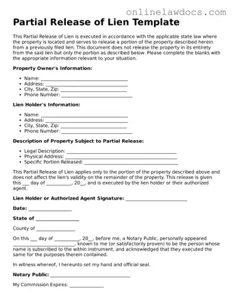 Free Partial Release of Lien Document