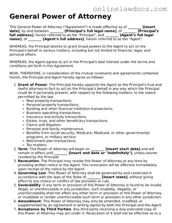 Free Power of Attorney Document