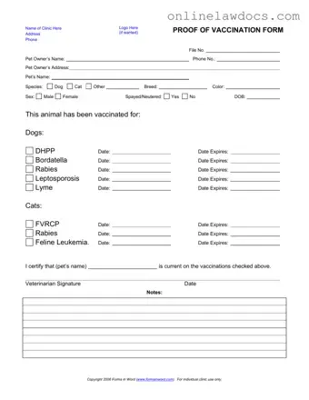 Fill a Valid Proof Of Vaccination Dog Form