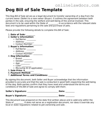 Free Dog Bill of Sale Document