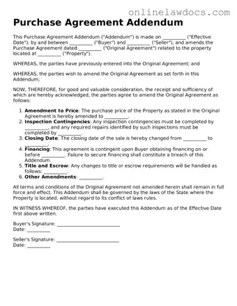 Free Purchase Agreement Addendum Document