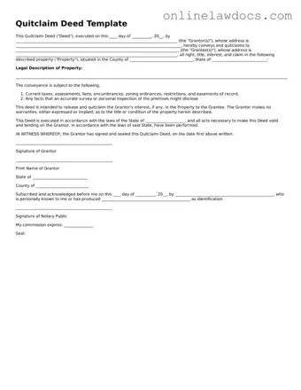 Free Quitclaim Deed Document