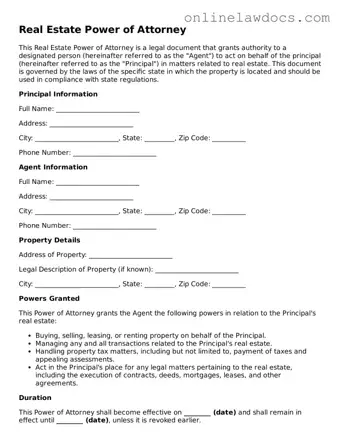 Free Real Estate Power of Attorney Document