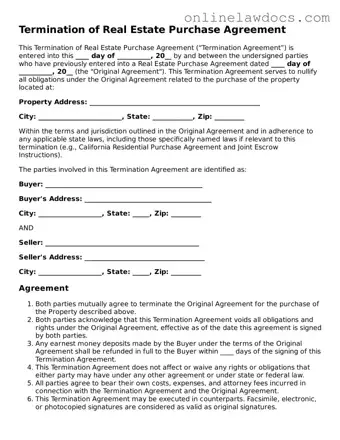 Free Termination of Real Estate Purchase Agreement Document
