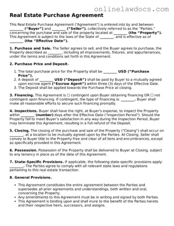 Free Real Estate Purchase Agreement Document