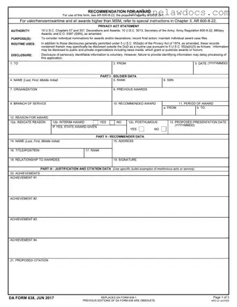 Fill a Valid Da 638 Form