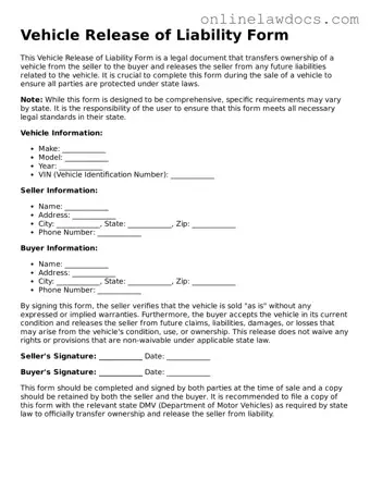 Free Vehicle Release of Liability Document