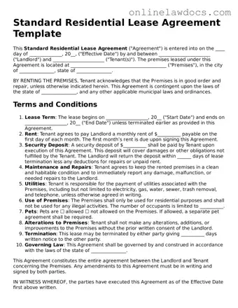 Free Lease Agreement Document