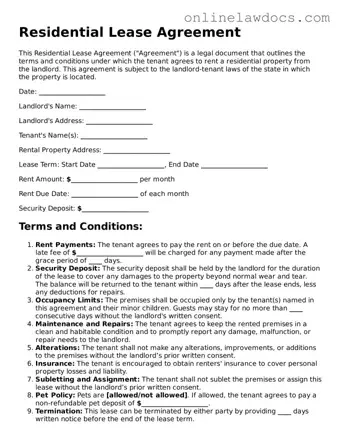 Free Residential Lease Agreement Document