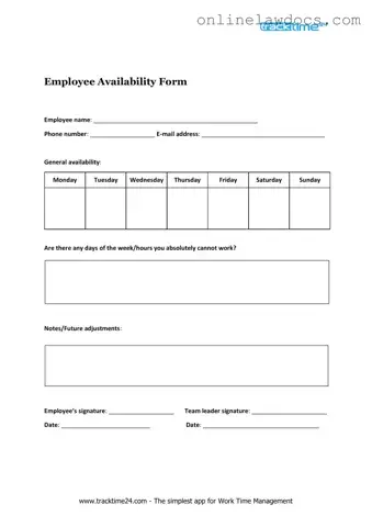Fill a Valid Employee Availability Form