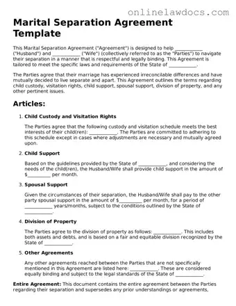 Free Marital Separation Agreement Document