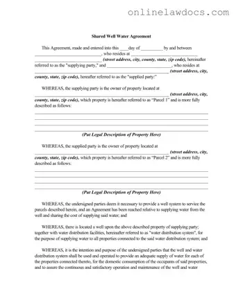 Fill a Valid Shared Well Agreement Form