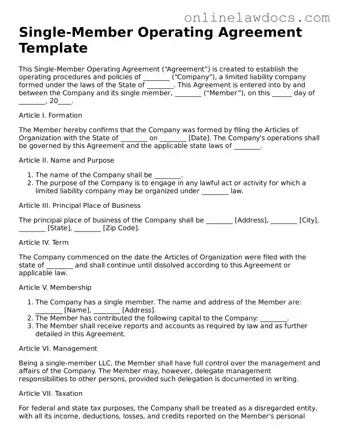Free Single-Member Operating Agreement Document