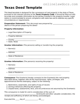 Legal  Deed Document for Texas