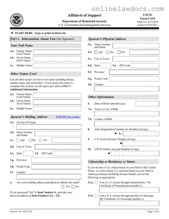 Fill a Valid USCIS I-134 Form