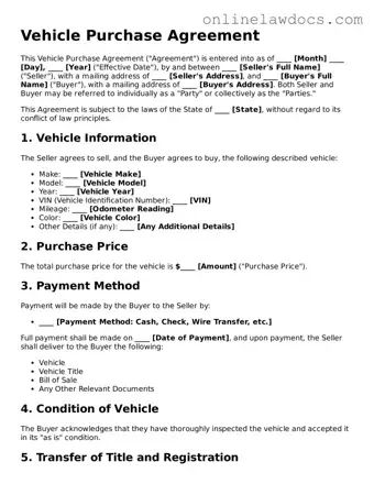 Free Vehicle Purchase Agreement Document