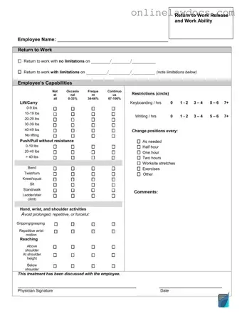 Fill a Valid Work Release Form