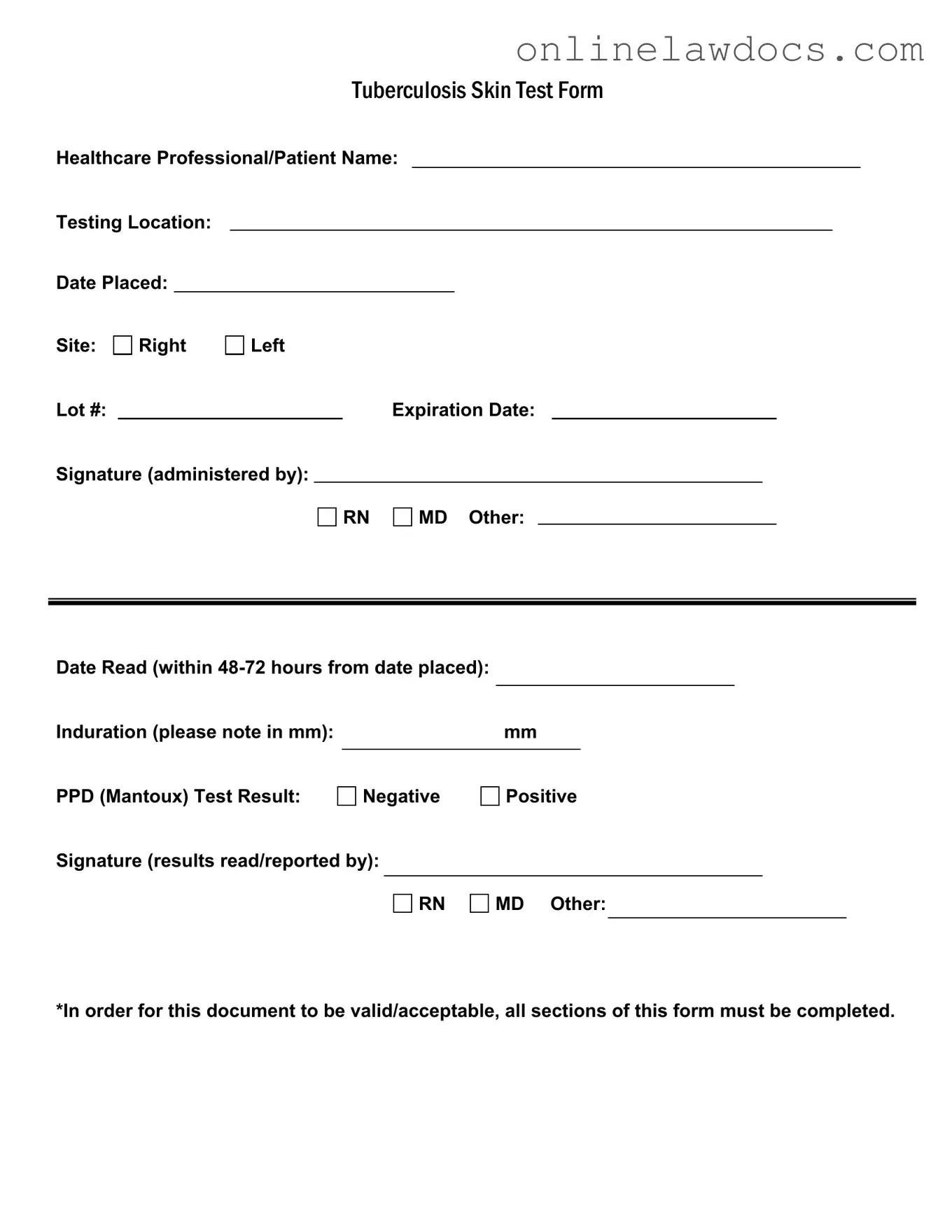 Fill a Valid Tb Test Form