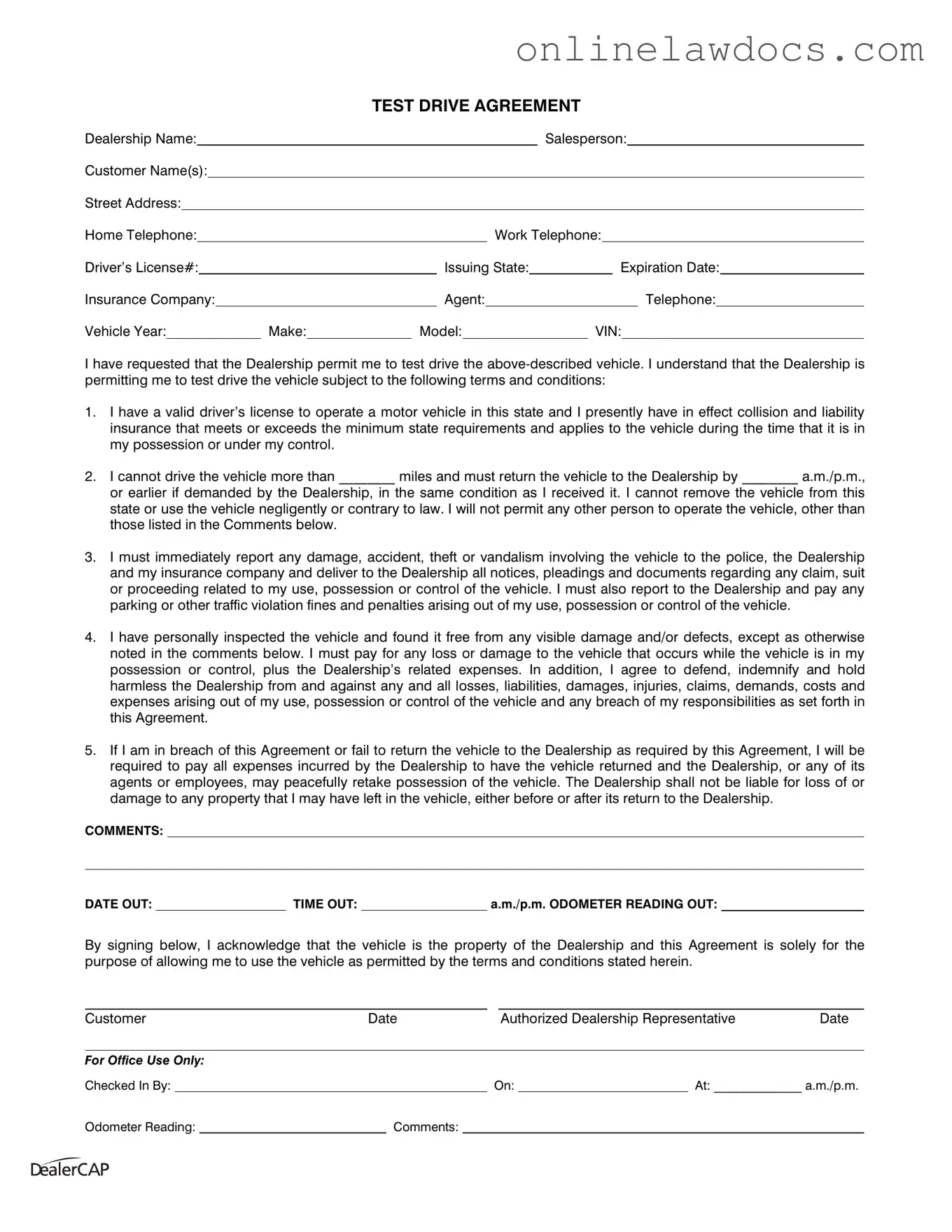 Fill a Valid Test Drive Form
