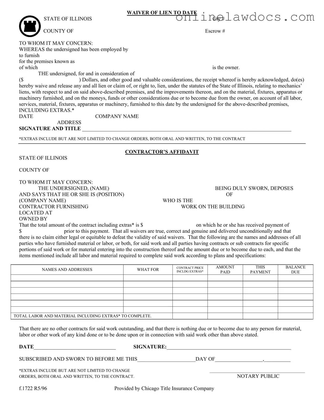 Fill a Valid Chicago Title Waiver Format Form